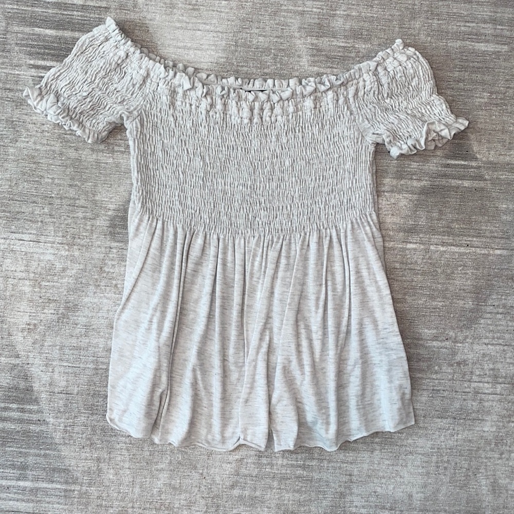 stretchy white off the shoulder top